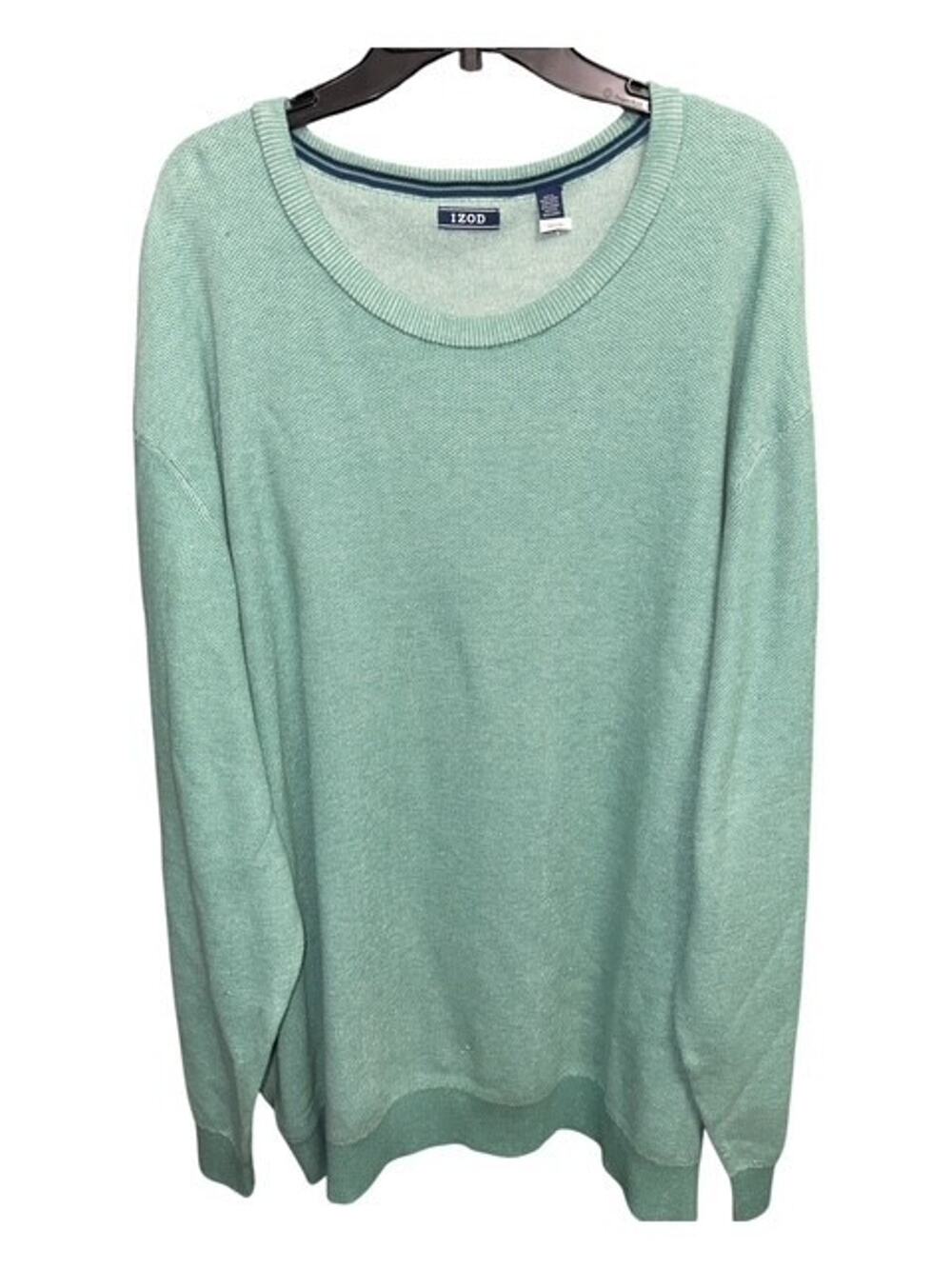 IZOD 4XB Sweater Green Honeycomb Premium Essentials Crew Neck Cotton Long Sleeve
